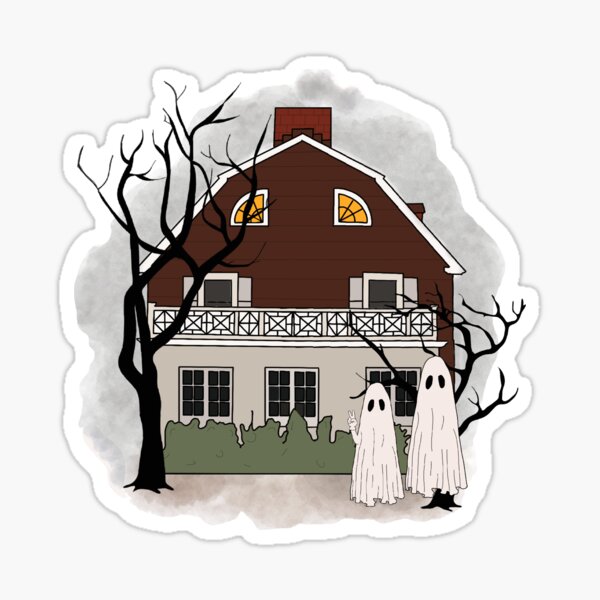 Ghost Visiting Haunted House Sticker