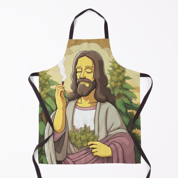 Item preview, Simpsons Style Jesus Smoking Weed in Nature designed and sold by WeedLoveJesus.