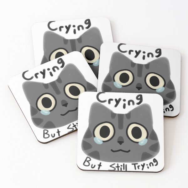 Item preview, Crying But Still Trying Cat Cute designed and sold by doodledont.