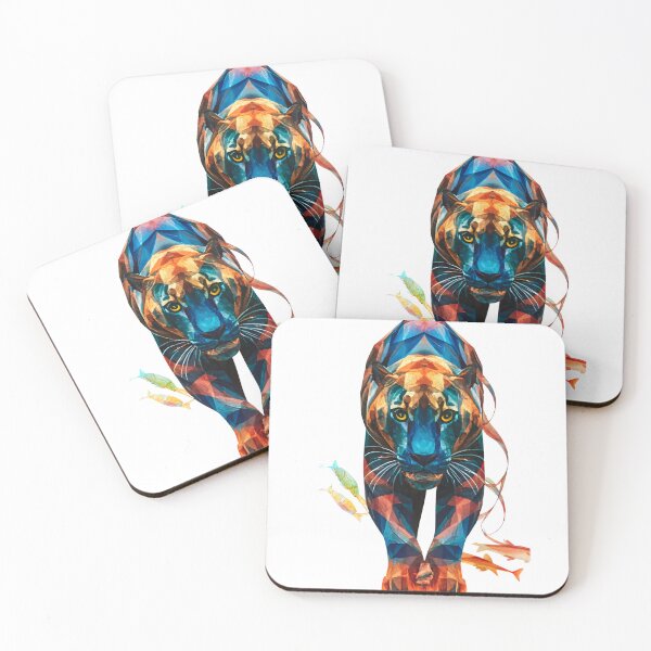 Item preview, Geometric Majesty - Multicolored Polygonal Panther Art designed and sold by Sakshi Jha.