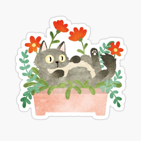 Flower pot, tiny planter, kiss cut, cute little stickers  Sticker