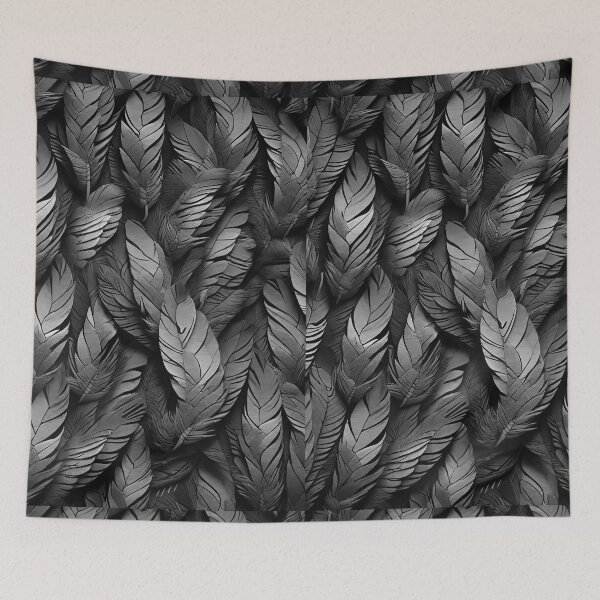 Item preview, Giant feather pattern black and white retro urban style designed and sold by Carlos Gudino.