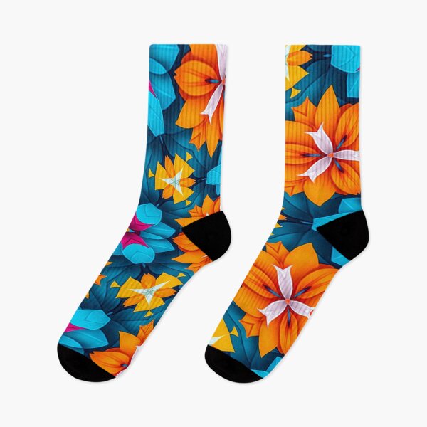 Item preview, Blue and Orange Flowers Pattern designed and sold by Patternflower.