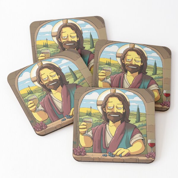 Item preview, Simpsons Style Jesus Drunk on Wine designed and sold by WeedLoveJesus.
