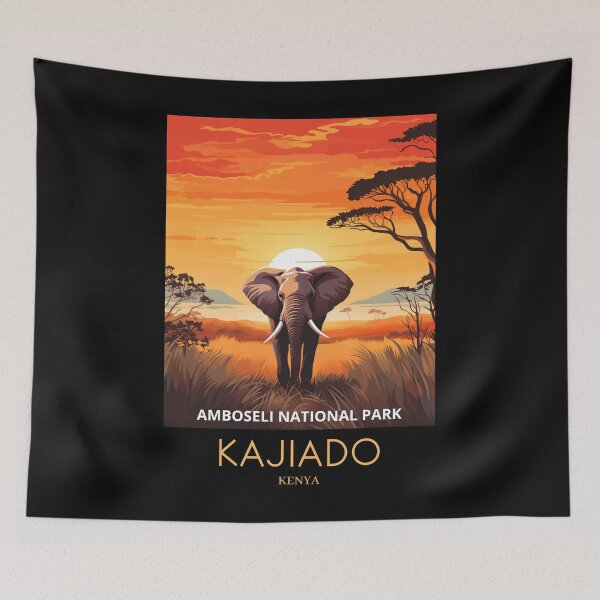 Item preview, A Pop Art Travel Print of Amboseli National Park - Kenya  designed and sold by StudioRedKoala.