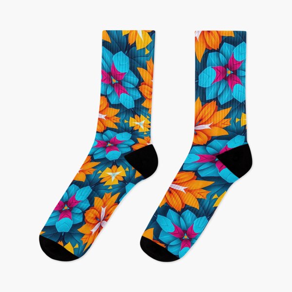 Item preview, Blue and Orange Flowers Pattern designed and sold by Patternflower.