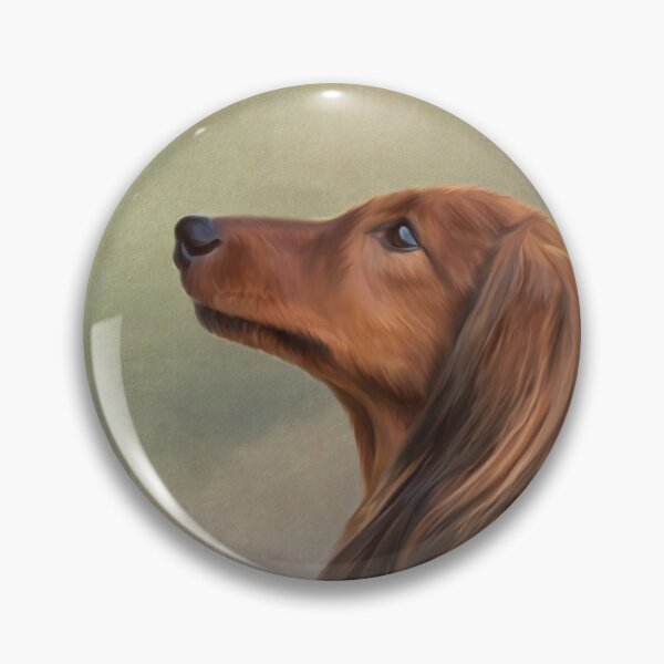 Item preview, Dog breed long haired dachshund portrait oil painting designed and sold by bonidog.