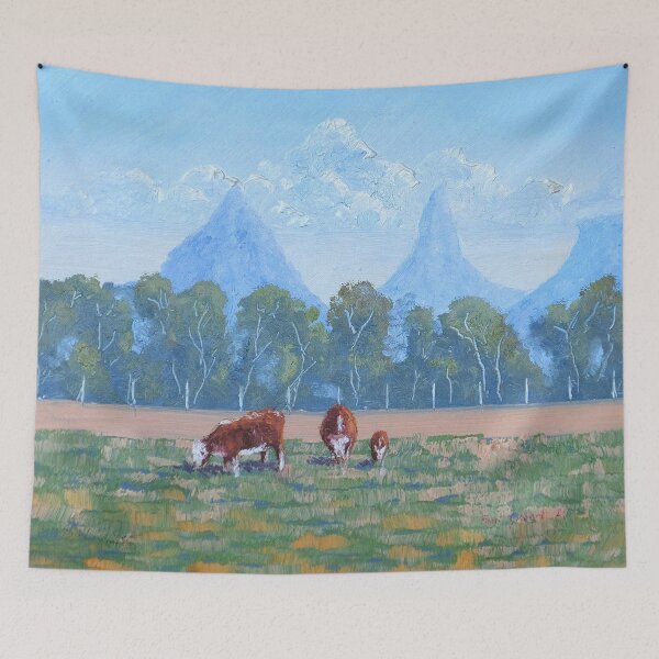 Item preview, Glasshouse Mountains Cattle - Oil designed and sold by Paul Gilbert.