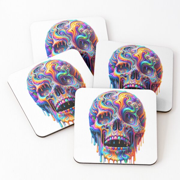 Item preview, melting psychedelic trippy skull designed and sold by 603POD.
