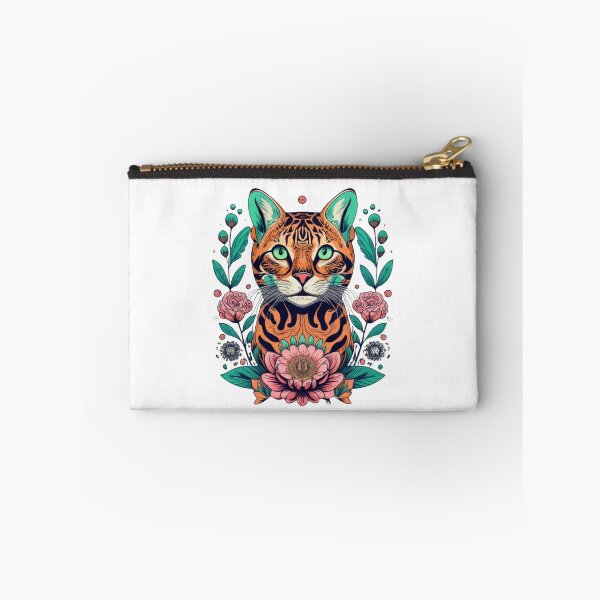 Item preview, Retro Bengal Cat Floral Wild Flowers designed and sold by ArtFromBeyond.