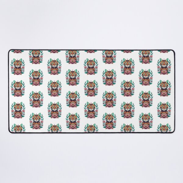 Item preview, Retro Bengal Cat Floral Wild Flowers designed and sold by ArtFromBeyond.