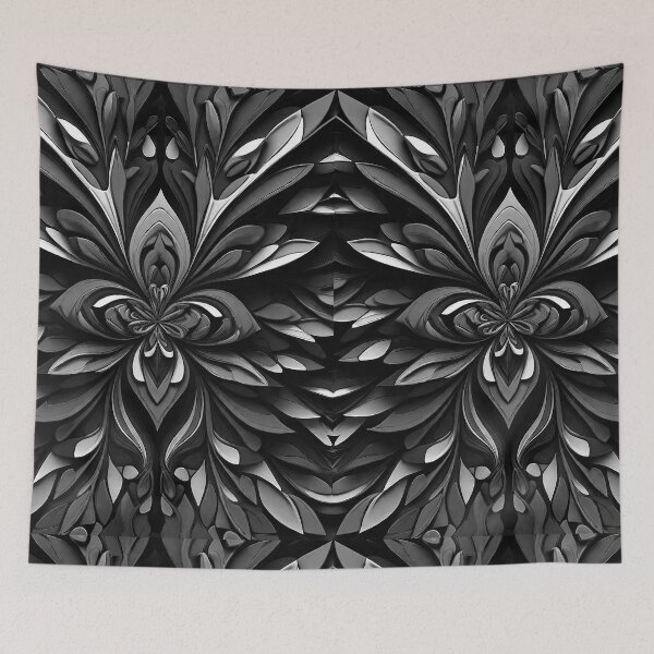 Item preview, Pattern of multiple flowers and leaves black and white retro urban style designed and sold by Carlos Gudino.