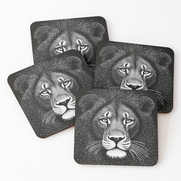 Item preview, Black and white Pointillism Art print of a lion designed and sold by dcrc.
