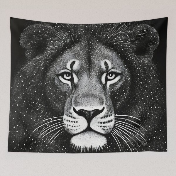 Item preview, Black and white Pointillism Art print of a lion designed and sold by dcrc.