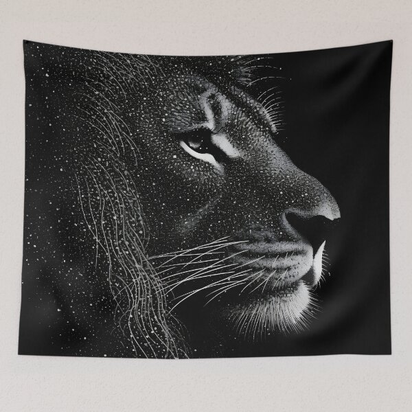 Item preview, Black and white Pointillism Art print of a lion designed and sold by dcrc.