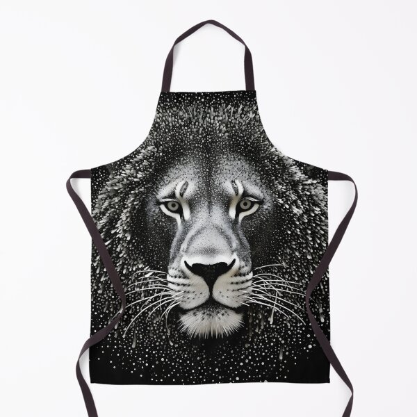 Item preview, black and white pointillism art print of a lion designed and sold by dcrc.