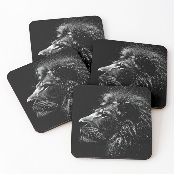 Item preview, black and white pointillism art print of a lion designed and sold by dcrc.
