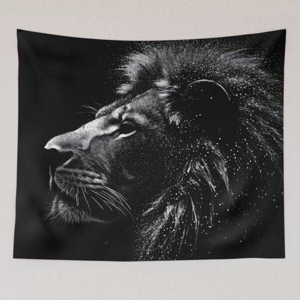 Item preview, black and white pointillism art print of a lion designed and sold by dcrc.