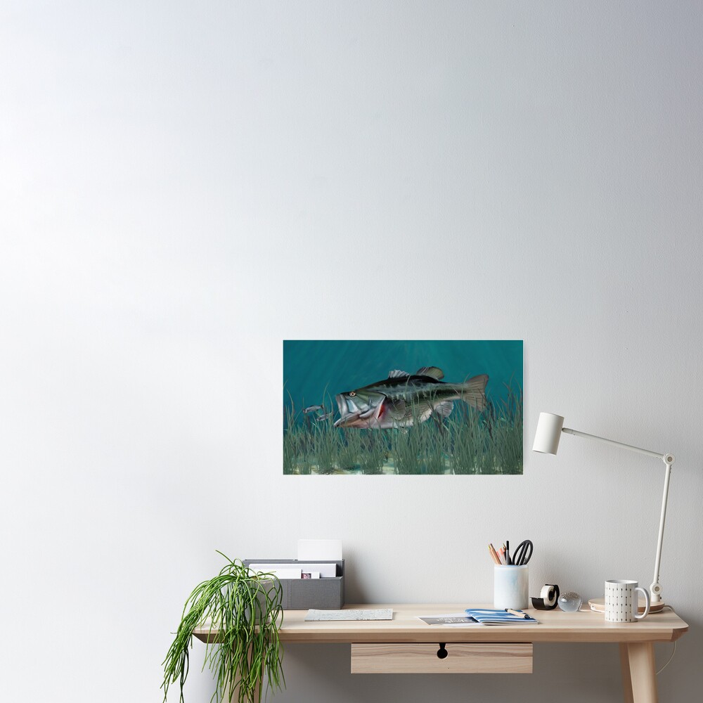 Largemouth Bass Chasing Minnows Poster for Sale by Walter Colvin