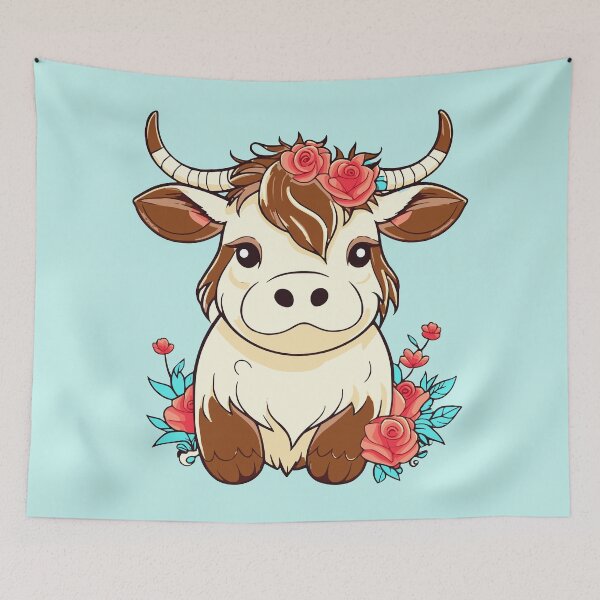 Item preview, Cute Highland Cow with Roses designed and sold by DT creations.