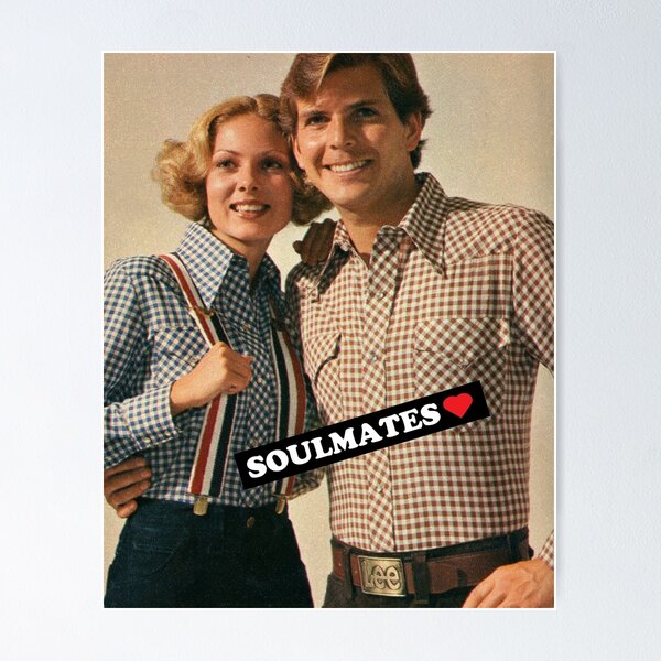 Item preview, Soulmates - Vintage Valentines Kitsch Funny Wedding Sweethearts 1970s Fashion Humour Lovers designed and sold by The Sticker Bureau.