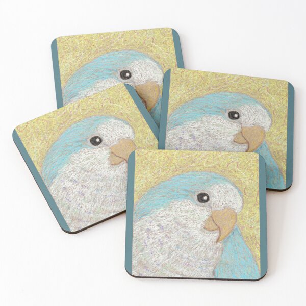 Item preview, blue quaker parrot (monk parakeet) oil pastel designed and sold by okamechan.