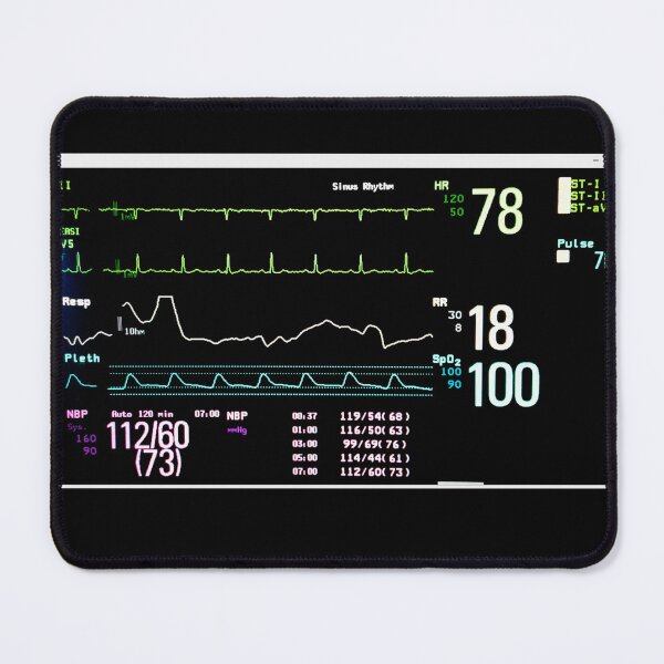 Item preview, ICU Monitor Screen with Heart Rate, Blood Pressure, Oxygen Saturation and Respiratory Rate Tracings designed and sold by Creative Endeavors ..