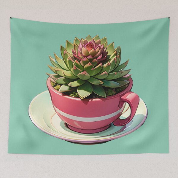 Item preview, Pink Teacup Succulent on Saucer designed and sold by ZipperDragon88.