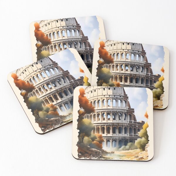 Item preview, Roman Colosseum one of the wonder with place and timeline digital art watercolor style designed and sold by TheInfiniteArt.