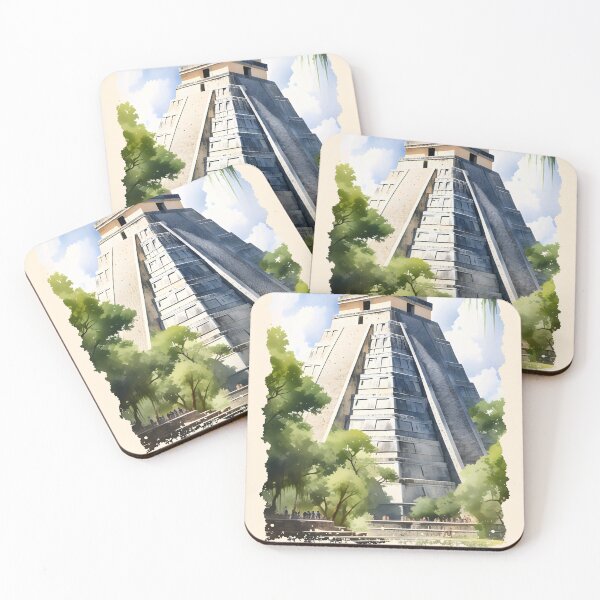 Item preview, Chichen itza one of the wonder with place and timeline digital art watercolor style. designed and sold by TheInfiniteArt.