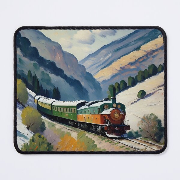 Item preview, painting of a train in snow covered valley designed and sold by greygoul.