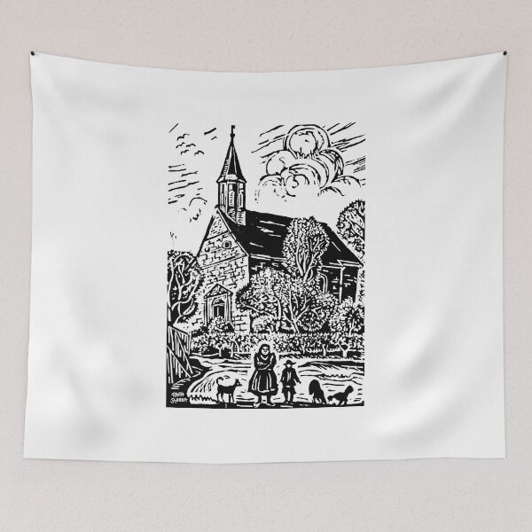 Item preview, Church in Franconia; Linocut Artwork; designed and sold by StickerApe.