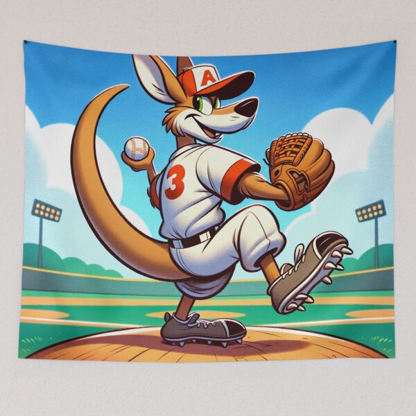 Item preview, Cartoon Kangaroo Pitching a Baseball designed and sold by Zestpond.