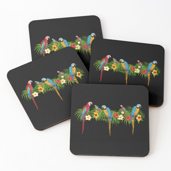 Item preview, Parrot in tropical flowers. Summer beach. Family day. designed and sold by Isadesignart.
