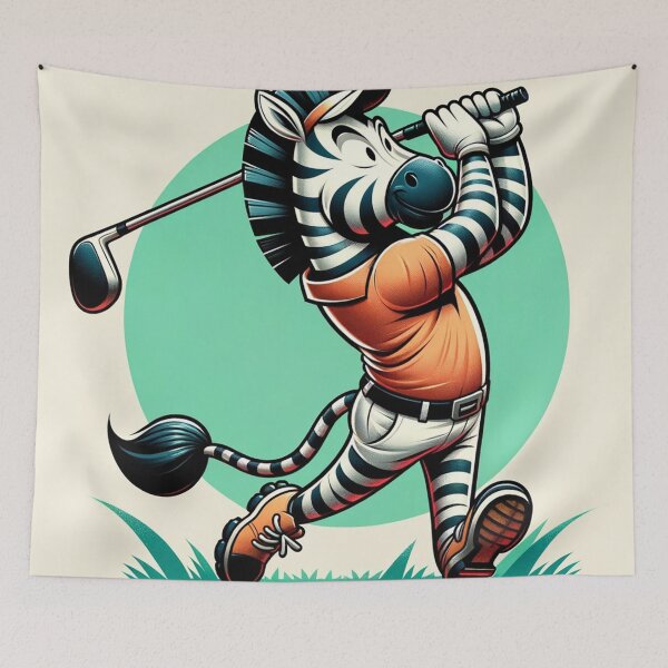 Item preview, Cartoon Zebra Swinging a Golf Club designed and sold by Zestpond.