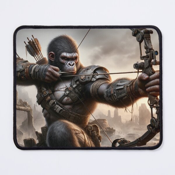 Item preview, Post Apocalyptic Gorilla Warrior Shooting a Bow and Arrow designed and sold by Zestpond.