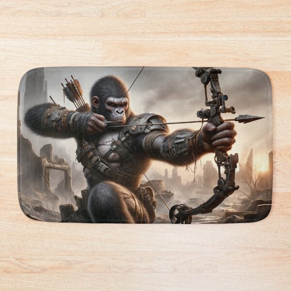 Item preview, Post Apocalyptic Gorilla Warrior Shooting a Bow and Arrow designed and sold by Zestpond.