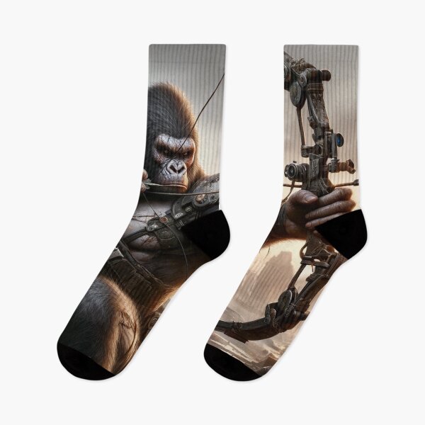 Item preview, Post Apocalyptic Gorilla Warrior Shooting a Bow and Arrow designed and sold by Zestpond.