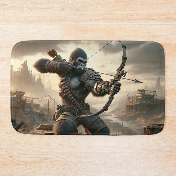Item preview, Post Apocalyptic Gorilla Warrior Shooting a Bow and Arrow designed and sold by Zestpond.