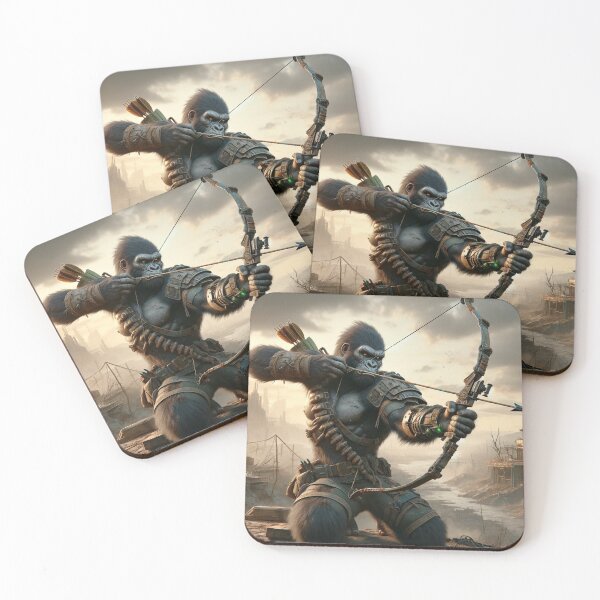 Item preview, Post Apocalyptic Gorilla Warrior Shooting a Bow and Arrow designed and sold by Zestpond.