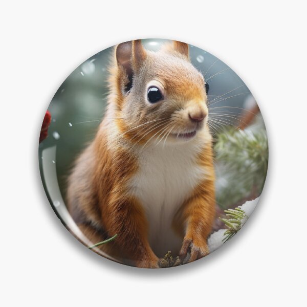 Item preview, Red Squirl on Snowy Pine Branch designed and sold by Hartbecke.