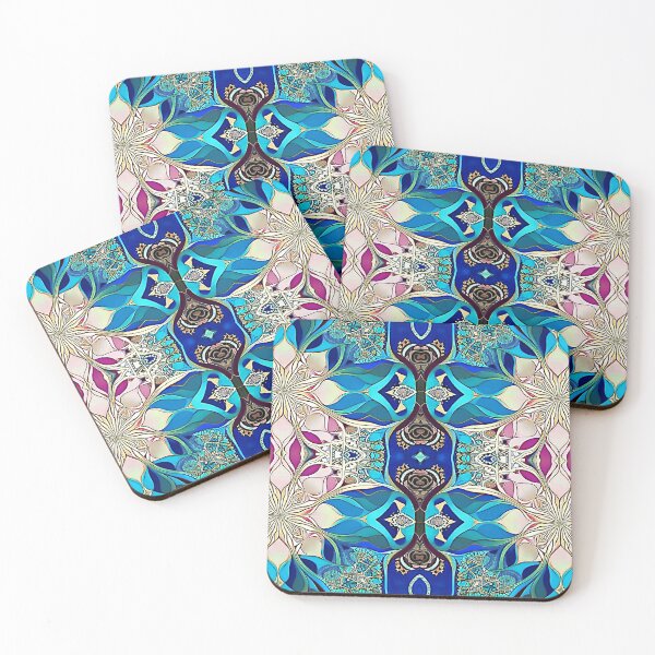 Item preview, Bluebird Lilies Fabric Pattern designed and sold by CoryAcornArt.