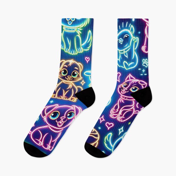 Artikelvorschau, Neon Glow Niedliches Tiermuster entworfen und verkauft von inkArtistryfine.