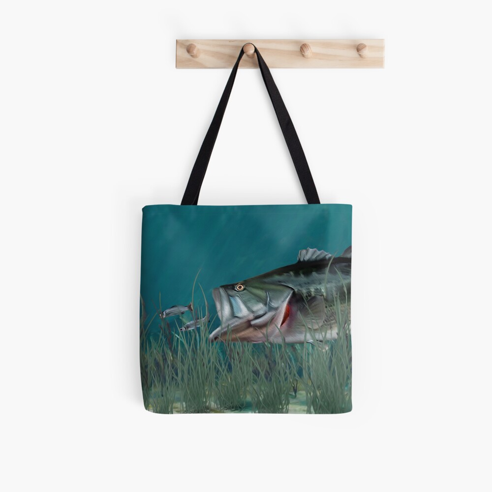 Largemouth Bass Chasing Minnows Tote Bag for Sale by Walter