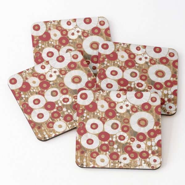 Item preview, Gustav Klimt Red White Gold Abstract Flower Garden  designed and sold by Vicky Brago-Mitchell®.