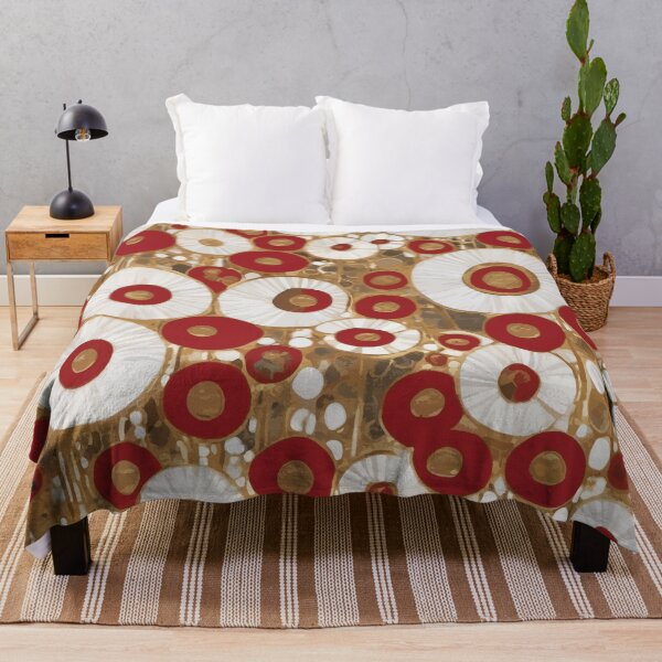 Item preview, Gustav Klimt Red White Gold Abstract Flower Garden designed and sold by Vicky Brago-Mitchell®.