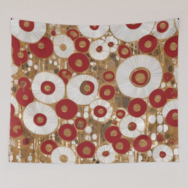 Item preview, Gustav Klimt Red White Gold Abstract Flower Garden  designed and sold by Vicky Brago-Mitchell®.
