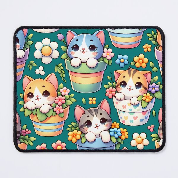 Item preview, Kitty Pots Floral Delight Pattern" designed and sold by inkArtistryfine.