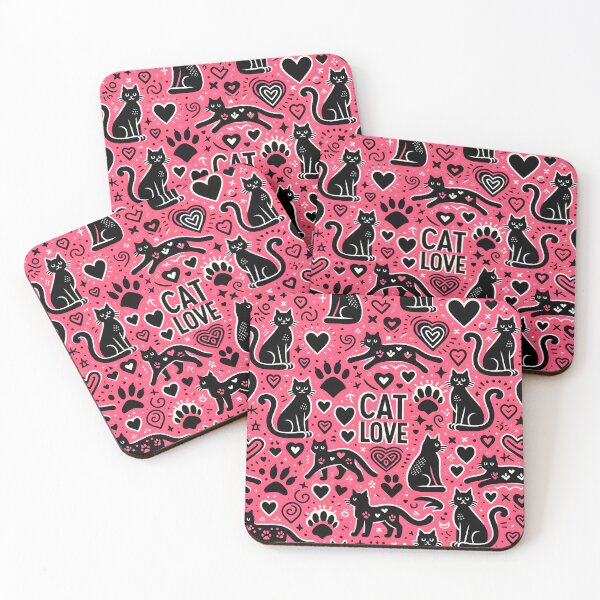 Item preview, Vibrant Cat Lovers' Hearts Pattern designed and sold by inkArtistryfine.