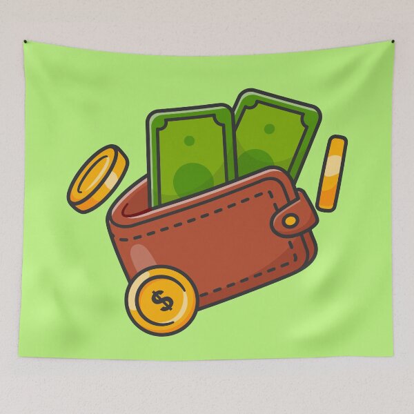 Item preview, Financial Harmony: Cartoon Vector Icon of Wallet and Money designed and sold by hjian8219.